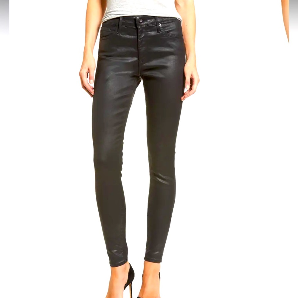 AG Jeans - Moto Black Coated Denim Jeans